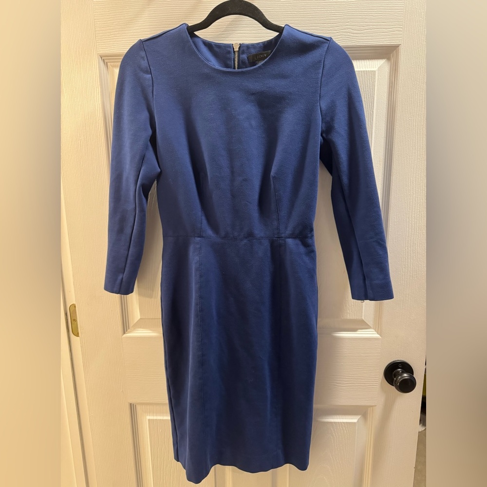 J. Crew Classic Blue 3/4 Sleeve Scuba Dress